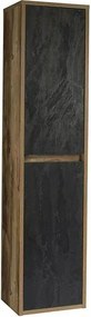 Dulap coloana suspendat 40 cm cu 2 usi Comad Hampton inchis beton si stejar Huton