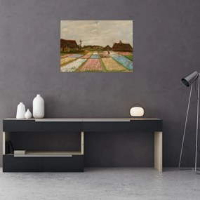 Tablou pe sticlă - Vincent van Gogh, Flower Beds in Holland, reproducere (70x50 cm)