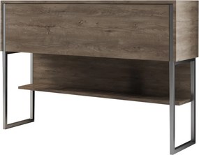 Consola LUXE, stejar canyon/crom, PAL melaminat/metal, 120x30x80 cm