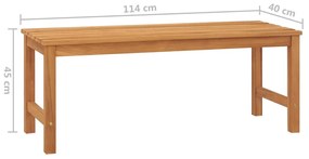 Banca de gradina, 114 cm, lemn masiv de tec 114 x 40 x 45 cm, 1, 1