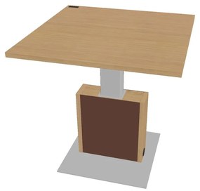 Masă de conferință reglabilă Verno+ S 120 x 120 cm, stejar deschis / maro