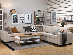 Colțar Scandinavian Choice C155Beige, Negru, 284x284x80cm, Picioare: Plastic