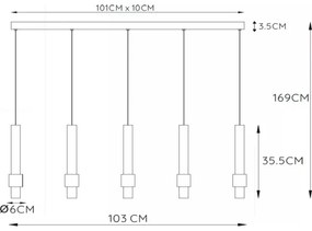 Lustră LED dimabilă pe cablu Lucide 24402/30/96 MARGARY 5xLED/4,2W/230V alamă