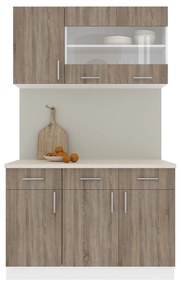 Set haaus V3, Stejar Sonoma Inchis/Alb, Blat Thermo 28 mm, L 120 cm