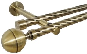 Galerie dubla twist picior universal fara inele prindere perete kula lux 19/19 mm aur antic (Alege marime: 400 cm)