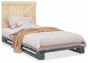 3281563 vidaXL Cadru de pat cu tăblie, gri, 100x200 cm, lemn masiv de pin