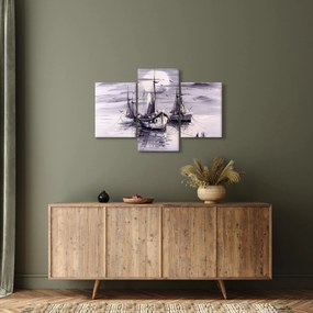 Tablou - Port marin, pictură în ulei (90x60 cm)