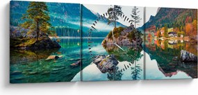 Tablou - Lacul Hintersee, Alpii Bavarezi, Austria (cu ceas) (90x30 cm)