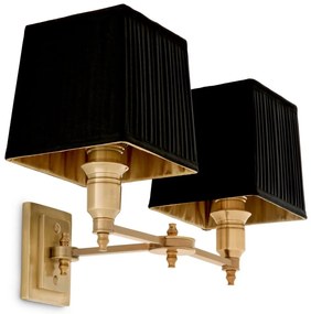 Aplica de perete moderna LUX dubla, finisaj brass cu abajur negru, Lexington Duble 108635 HZ