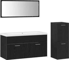 vidaXL Set de mobilier pentru baie 4 pcs Stejar Negru Lemn compozit