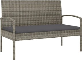 vidaXL Bancă de grădină cu pernă, gri, 105 cm, poliratan