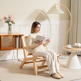 HOMCOM Fotoliu din Răchită, Fotoliu de Lectură, Cadru din Lemn, Design Larg, 64 x 70 x 74 cm, Lemn Natural | Aosom Romania