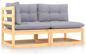 vidaXL Set mobilier de grădină cu perne, 2 piese, lemn masiv de pin