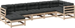 vidaXL Set canapele grădină cu perne, 7 piese, lemn masiv de pin