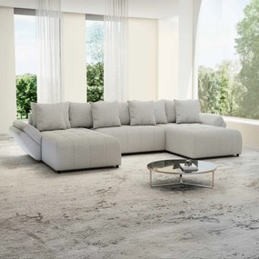 Colțar extensibil dumonde cu ladă de depozitare si sezut confortabil din spuma high-density, Berlin U Euphoria Dove 380x180 cm