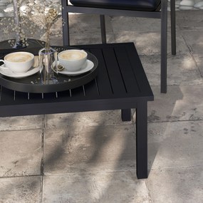 Outsunny Masă de cafea rectangulară blat cu lamele pentru interior și exterior din aluminiu, 100 x 60 x 37 cm, negru | Aosom Romania