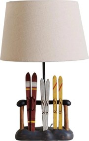 Lampa de masa, din rasina, cu abajur din bumbac, Apres-ski