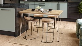 Mazzoni HAIRPIN S-120 Stejar Artisan/Bej - MASĂ LOFT PENTRU BUCĂTĂRIA SUFRAGERIE LIVING MODERNĂ/BOHO