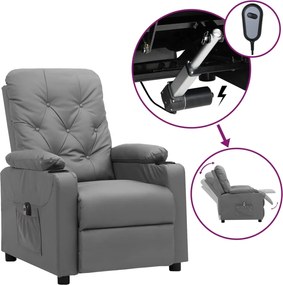 vidaXL Fotoliu rabatabil electric, gri, piele ecologică