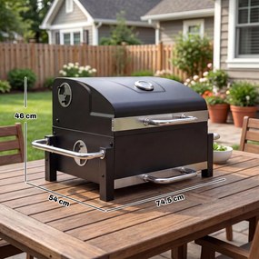 Outsunny Grătar Pe Cărbuni cu Orificii de Ventilație, Sertar pentru Cenușă, Grătar Portabil cu Termometru, Grătare, Capac, Mâner din Oțel Inoxidabil, BBQ pe Cărbuni pentru Grădină Camping, Negru | Aosom Romania