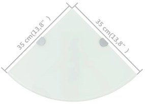 Rafturi de colt cu suporturi de crom, 2 buc., 35x35 cm, sticla 2, Alb, 35 x 35 cm