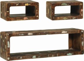 vidaXL Set comodă TV cu raft 3 pcs Multicolour Lemn masiv recuperat