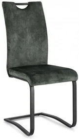 Scaun dining verde inchis din catifea si metal, Kenneth Bizzotto