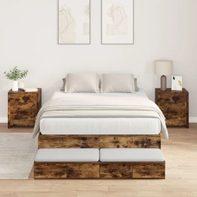 vidaXL Cadru de pat cu depozitare Stejar fumuriu 236.5 x 120 x 31.5 cm