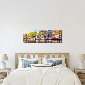 Tablou - Case dansatoare, Amsterdam (cu ceas) (90x30 cm)