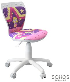 Scaun de birou pentru copii Ministyle, baza alba, textil Foxy Superstar