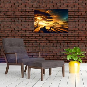 Tablou pe sticlă - Lei odihnindu-se (70x50 cm)