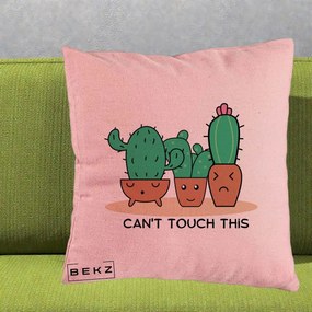 Perna Decorativa Cactus Funny Can't Touch This, 40x40 cm, Roz, Husa Detasabila, Perna Inclusa, BEKZ®