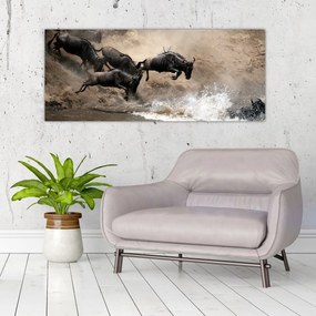 Tablou - Turmă de gnu (120x50 cm)