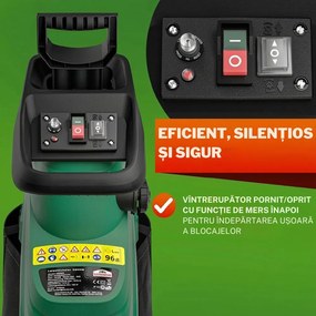 Tocător de grădină DIOX + 2x sac de 60 l, 3100W negru/verde Gardebruk
