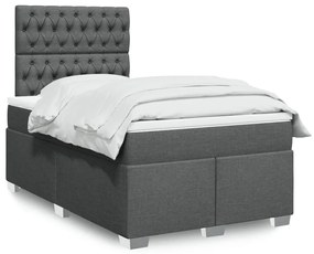 vidaXL Pat box spring cu saltea, gri închis, 120x190 cm, textil