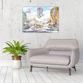 Tablou pe sticlă - Expediție în nori (70x50 cm)