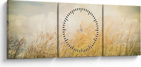 Tablou - Câmp toamna (cu ceas) (90x30 cm)