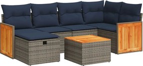 vidaXL Set canapele de grădină, 7 piese, cu perne, gri, poliratan
