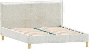 Pat matrimonial bej tapițat cu somieră 200x200 cm Tina – Ropez