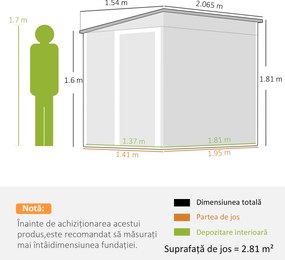 Outsunny magazie grădină căsuță de unelte pentru grădină 154x206.5x160/181 cm alb | Aosom Romania