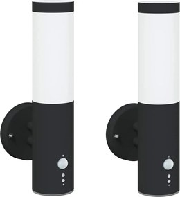 vidaXL Lumină de perete pentru exterior 2 pcs Negru 15 x 7,5 x 33 cm