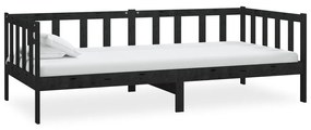 806944 vidaXL Pat de zi, negru, 90x200 cm, lemn masiv de pin