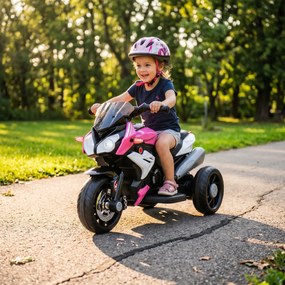 HOMCOM Motocicletă Electrică, 6 V, cu 3 Roți, pentru Copii de 3-5 Ani, Roz | Aosom Romania