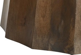 Masă dining rotundă din lemn de mango, negru, 4–5 locuri, cu blat din marmură și picior central, 76 x 120 cm, „Elwood”