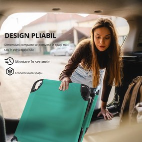 Sezlong pentru Plaja, Spatar Rabatabil, Outsunny, Otel si Tesatura Oxford, Gri | Aosom Romania