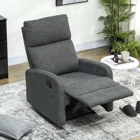 HOMCOM Fotoliu Modern Reclinabil 145° max, Tapițat din Chenille Gri | Aosom Romania