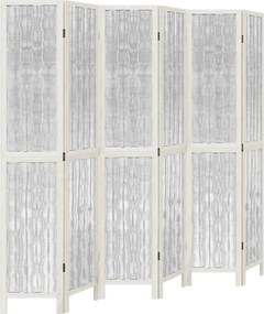 vidaXL Paravan cameră 6 panouri, alb, lemn masiv paulownia