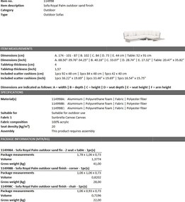 Canapea pe colt pentru exterior design elegant LUX Royal Palm, sunbrella