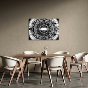 Tablou cu ornamente alb negre (70x50 cm)
