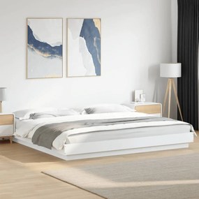 vidaXL Cadru de pat, alb, 200x200 cm, lemn prelucrat